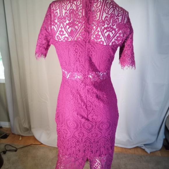 Just Me Pink Flutter Sleeve Sheath Midi Dress - Picture 3 of 3